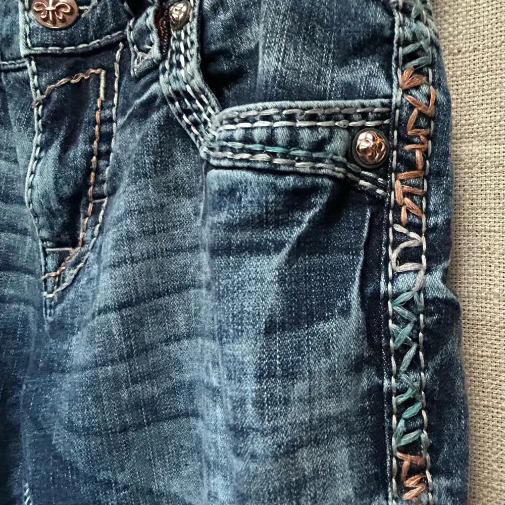 Rock Revival Men's Relaxed Blue Distressed Jeans - Picture 12 of 13